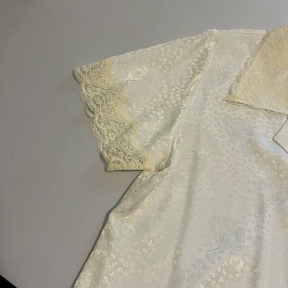 Vintage gold label Victoria's Secret 3 piece ivory pajama set with robe L - Picture 13 of 16